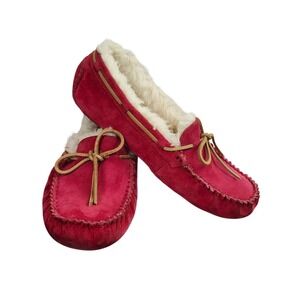 UGG Dakota Sheepskin Lined Slippers Red Suede Women's Size 9